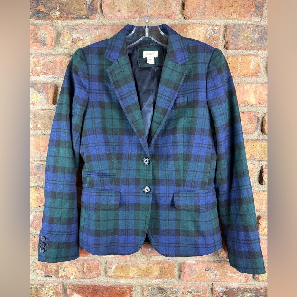 J. Crew | Blue Watch Plaid Two Button Blazer